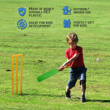 Plastic cricket bat and ball set in use for outdoor play