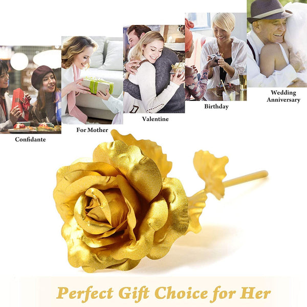 Luxury Decorative Gold Plated Artificial Golden Rose with Premium Box