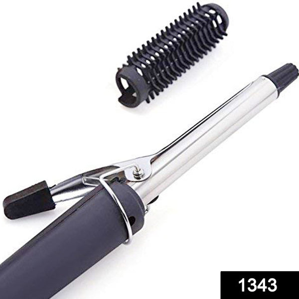 Professional hair curling rod with ergonomic handle.