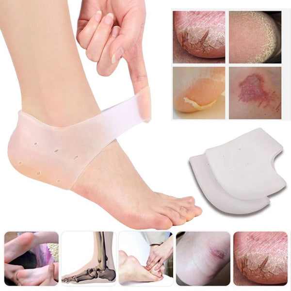 Silicone gel for moisturizing and repairing cracked heels.